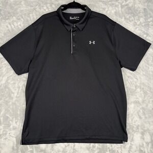 Under Armour Mens Heatgear Loose Fit Polo Shirt 2XL Black Golf Athletic Casual